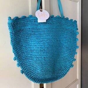 NWT BTB Los Angeles Blue Woven Tote Bag
